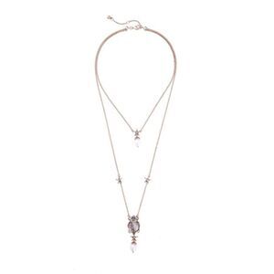 Abalone Beetle Pearl Crystal Layered Vintage Gold Pendant Statement Necklace